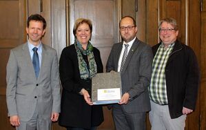 CDU-Fraktionsvorsitzender Clemens Maurer, SPD-MdL Sabine Wölfle, OB Thomas Herzog und SPD-Vorsitzender Mirko Witkowski.