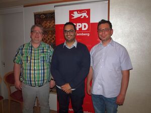 Schrambergs SPD-Vorsitzender Mirko Witkowski, Diplom-Politologe Efe Ural und der SPD-Kreisvorsitzenden Torsten Stumpf.