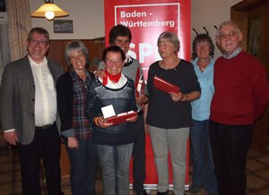 Ehrungen: Mirko WItkowski, Renate Much, Gerda Martin, Bärbel Porzelt, Conni Wittwer, Monika Rudolf, Hans-Jörg Fahrner.